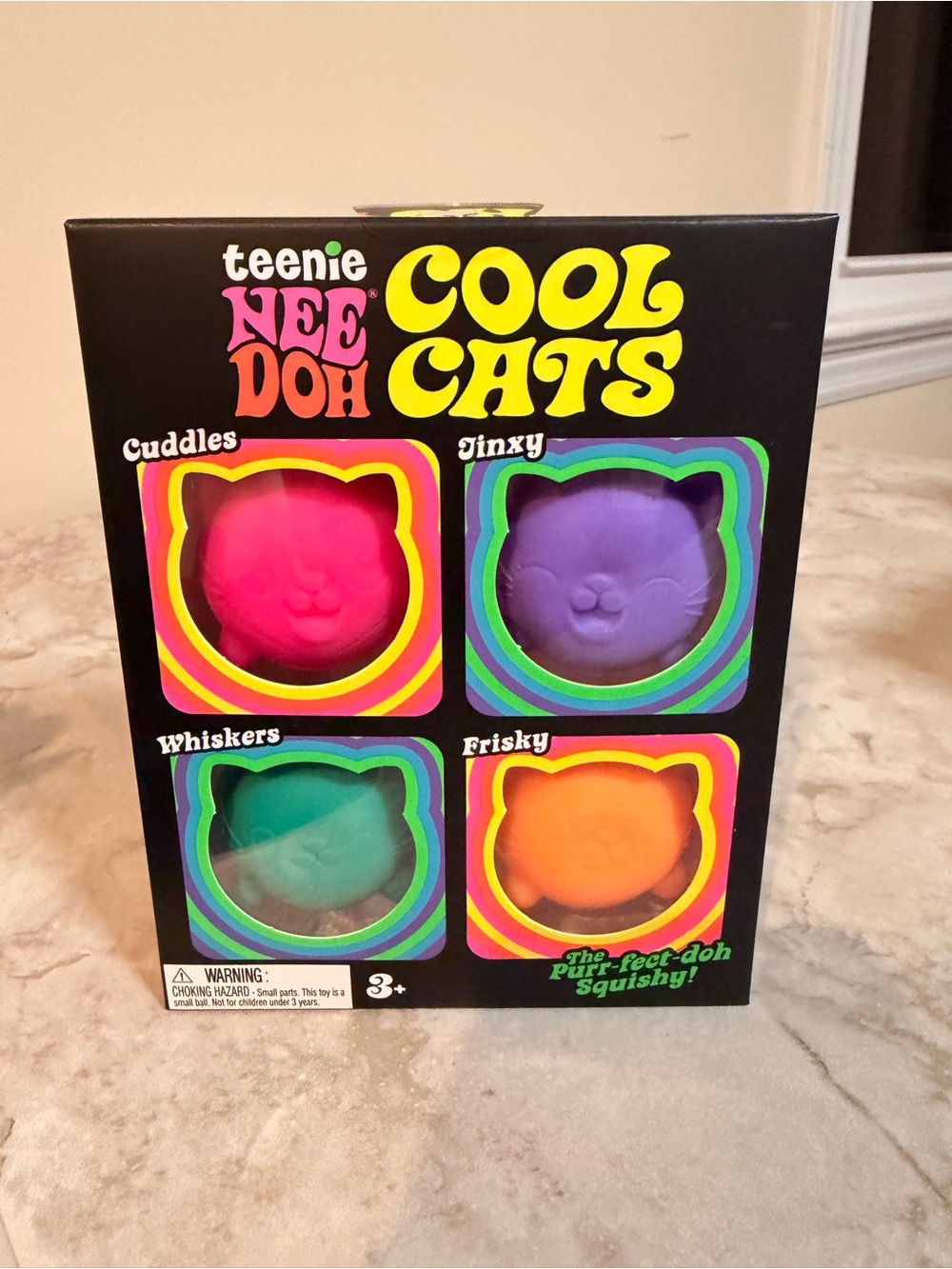 teenie NEE DOH Cool Cats Squishy Pack - Pink, Purple, Teal, Orange